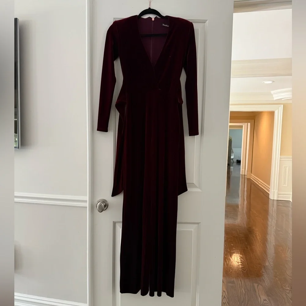 Nookie Red Long Sleeve V-Neck Jumpsuit - Picture 1 of 6